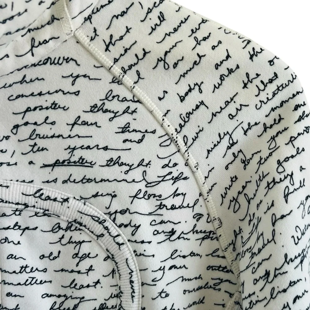 Lululemon Scuba Hoodie II White & Black Manifesto Script Full Zip Jacket - Picture 3 of 9